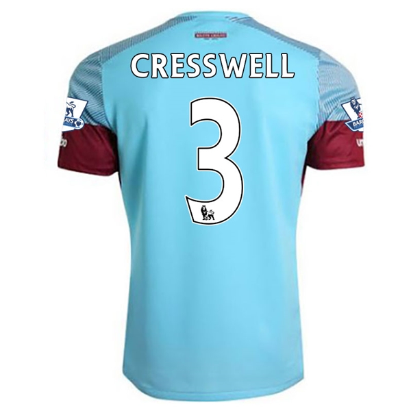 West Ham 2015-16 CRESSWELL #3 Away Soccer Jersey